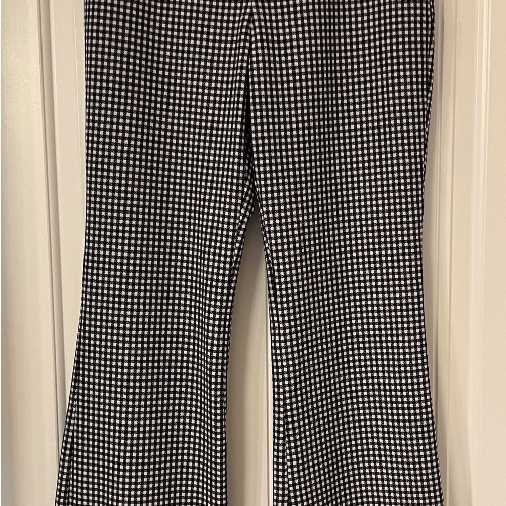 Avec Les Filles Monochrome Checkered Flare Pants
